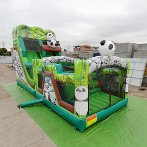 Parcours d'obstacles gonflable extérieur pour enfants, château gonflable commercial avec toboggan, parcours d'obstacles gonflable panda - Product Image 1
