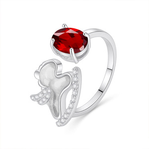 8 Lindos Anillos Ajustables con Forma de Caballitos de la Suerte, Piedras Naturales Ovaladas de 6*8mm, Plata 925, Joyería de Piedras Preciosas Coloridas al por Mayor - Product Image 1