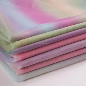 Tulle arcobaleno gradiente esagonale maglia Tulle tessuto Multi-colore tappezzeria abiti da sposa veli abiti