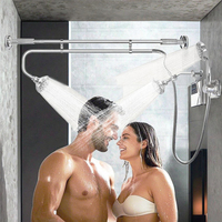 Ensemble de douche individuel YEETE Explosive Couple, haute pression, réglable, en acier inoxydable chromé poli, avec douchette pluie et fixation murale en céramique
