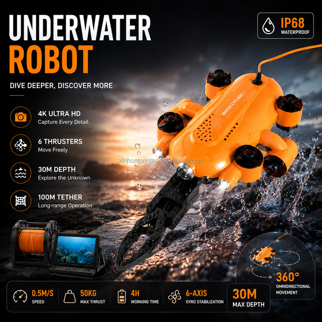 WR020 Underwater Life-saving ROV Robot 150 Meters Deep Submersible with 4K Video for Deep Sea Search and Recovery Missions