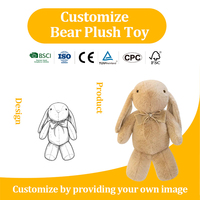 Coussin en peluche lapin mignon à longues oreilles en velours et coton PP, logo personnalisé, ODM OEM, cadeau d'anniversaire ou de fêtes