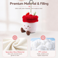 Peluche super douce 100% polyester, poupée en forme de tasse à glace brodée, jouet anti-stress
