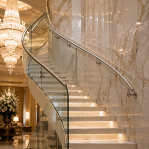 <span class=keywords><strong>Balustrade</strong></span> d'escalier en verre sans cadre avec main courante en acier inoxydable, montage au sol pour <span class=keywords><strong>mezzanine</strong></span> et véranda - Product Image 1