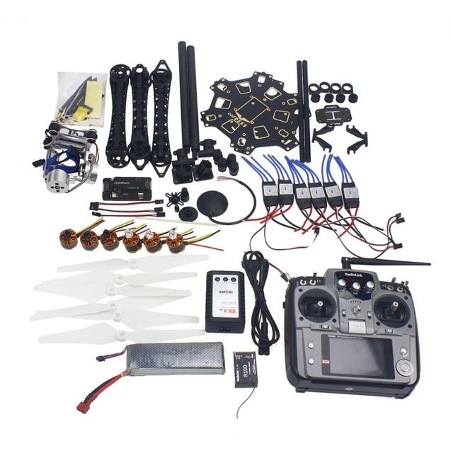 RC Full Kit Drone Aircraft Kit HMF S550 Frame 6M GPS APM 2.8 Flight Control AT10 Transmitter Gimbal Camera Mount DIY Drone Kits