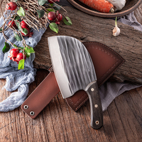 Couteau de cuisine forgé et martelé à tête ronde, style vintage, très tendance, pour femmes, couteau à hacher et à trancher double usage pour la volaille