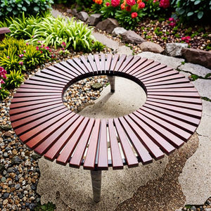 Banc d'arbre moderne multi-usage en métal et en bois pour mobilier d'extérieur pour les patios écoles villas hôpitaux parcs - Product Image 3