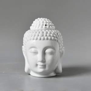 Ensemble de lampes à huile pour brûleur d'encens en céramique personnalisée Bois de santal Matériau en bois parfumé Bouchon de cire de Bouddha blanc noir emballé en boîte aromatique - Product Image 5