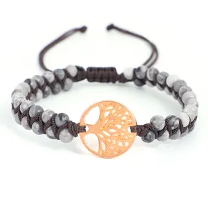 Handmade Đá Tự Nhiên Boho Yoga Bọc Bracelet & Bangle Tree Cuộc Sống Tự Nhiên Đá Bện Charm Tình Bạn Bracelet