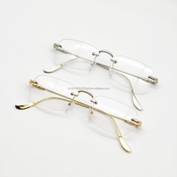 Lunettes optiques sans monture carrées en métal cuivre Taizhou RD-OS02, lunettes correctrices unisexes, lunettes de lecture flexibles, vente en gros
