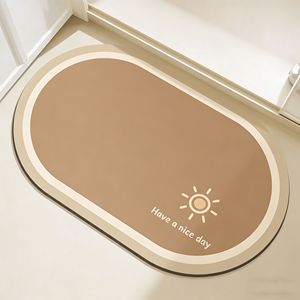Tapis de bain ovale en terre de diatomée, absorbant, antidérapant, pour entrée de salle de bain, séchage rapide, facile à nettoyer, couleur unie, usage domestique - Product Image 1