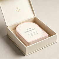 Offre Spéciale : Ensemble de Cartes Personnalisées de Guérison par la Pleine Conscience, Cartes d'Encouragement et d'Affirmation avec Support en Bois et Boîte Magnétique à Rabat