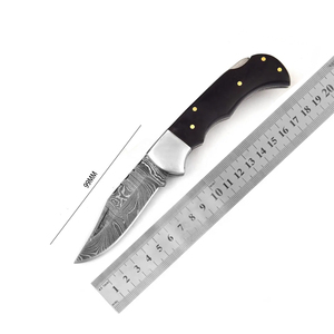 Cuchillos Plegables de Acero de Damasco de Moda, Mango de Cuerno de Búfalo, Cuchillo de Supervivencia para Exteriores, Cuchillo de Caza, Herramienta Multiusos, Cuchillos de Campamento para Supervivencia - Product Image 6