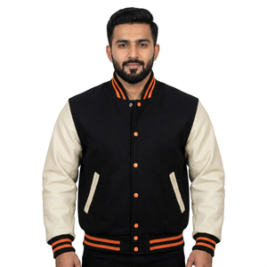 Blouson Bomber Varsity Homme en Laine avec Manches en Cuir – Couleurs d'Équipe au Choix – Nouvelle Collection - Product Image 1