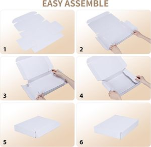 Boîtes d'expédition 12x9x2, lot de <span class=keywords><strong>25</strong></span>, en carton ondulé blanc, avec autocollants smiley, pour l'emballage des petites entreprises - Product Image 6