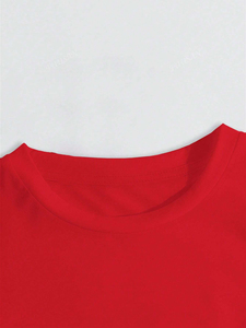 OEM personnalisé femme été rouge t-shirt avec avant paillettes perlées <span class=keywords><strong>noir</strong></span> grand nœud col rond confortable coton Sexy Y2k hauts pour femme - Product Image 6