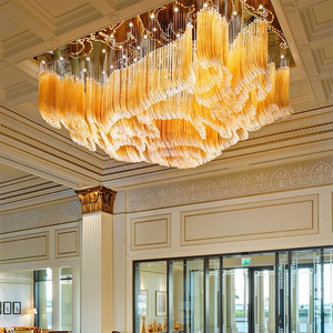 Lámpara Colgante de Cristal Ámbar Personalizada para Salón de Bodas, Hotel, Vestíbulo - Product Image 3