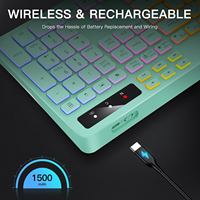 Teclado Inalámbrico Silencioso de 114 Teclas con Retroiluminación RGB 2.4G, Soporte para Teléfono, Batería Recargable, Teclas Multimedia para IOS, Windows, PC, Verde