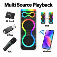Enceinte Karaoké Portable avec Woofer 4 pouces, Microphone Sans Fil, Tour de Fête Lumineuse RGB, Prise en Charge Carte Mémoire, Idéale pour Événements à Domicile