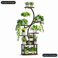 Support à fleurs industriel en métal en forme de S, à plusieurs niveaux, pour plantes d'intérieur et d'extérieur, revêtement poudré, décoration de balcon et de jardin, vente en gros