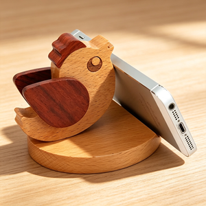 Soporte para Teléfono de Madera Hecho a Mano, Base Antideslizante, Estilo Europeo, Decoración para el Hogar, Organizador de Escritorio, Madera de Haya, Logotipo Personalizado - Product Image 3