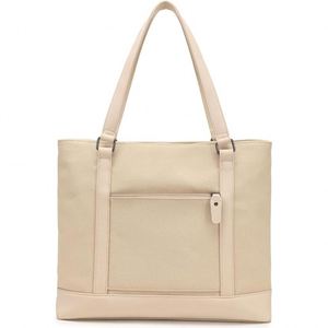 Sac fourre-tout pour ordinateur portable en toile avec logo personnalisé pour femmes, avec compartiment pour ordinateur de 15,6 pouces, poches, sac à main - Product Image 2