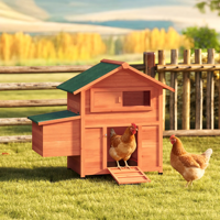 Poulailler en bois pour poules de basse-cour avec coulisseau, bac à déchets, toit en asphalte résistant aux intempéries, verrouillage sécurisé, pour petites poules, design élégant