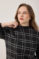 Pull en maille jacquard pour femme, col rond, épaules tombantes, manches longues, coupe courte, idéal pour le quotidien, les trajets, le campus, les voyages, ou comme pièce à superposer