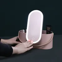 Makeup mirror box storage brush packaging boxes kit with makeup vanity box for professionals full set with LED mirror