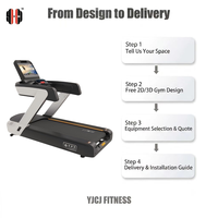Tapis roulant de console avec écran surdimensionné, larges barrières de sécurité, plateau de marche de niveau régulé, base renforcée pour équipement de gym professionnel