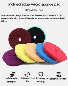 Spons pemoles mobil 5 inci 6 inci, spons penyemir cakram poliester lapisan kristal <span class=keywords><strong>velcro</strong></span> untuk mobil - Product Image 2