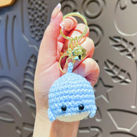 Porte-clés Baleine au Crochet Fait Main, Peluche Animale Marine Mignonne, Pendentif de Sac Dessin Animé, Cadeau pour Enfants et Adultes