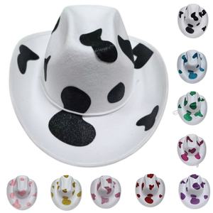 Sombrero Vaquero Personalizado con Estampado de Vaca Multicolor, Brillante, de Ala Ancha, Informal, para Disfraces, Halloween, Fiestas en la Granja - Product Image 1