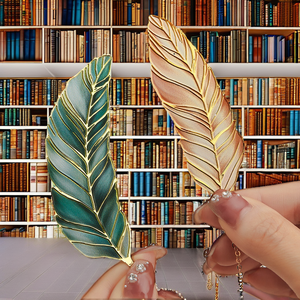 Golden Metal Leaf Bookmark with Tassel Elegant Feather Page Marker for <b>Books</b> <b>Gifts</b> Stationery - Product Image 2