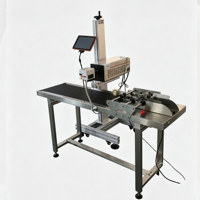 Marqueur laser UV volant 355 nm, machine de marquage laser UV refroidie par eau pour l'impression de codes de lots sur sachets d'herbes et films flexibles