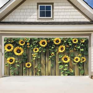 Bannière de porte de garage Tournesol – Motif floral vibrant, idéale pour clôture en bois, décoration extérieure de jardin, fêtes printemps-été, décoration intérieure - Product Image 1