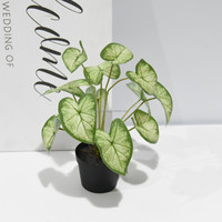 Bonsaï artificiel en soie, feuilles de Syngonium Papillon Vert, Tannia, Arrowleaf, Oreille d'Éléphant, Taro, 40 cm, centre de table pour mariage et Noël