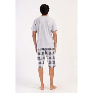 Conjunto Deportivo para Hombre CEPLI, Cuello Redondo, Manga Corta, Pantalones Capri - Gris Melange - Gris Melange - Product Image 4