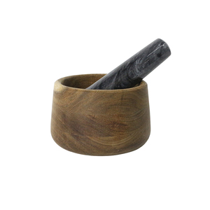 منزل طبيعي رخيص هاون خشب السنط ومدق رخامي لطحن الأعشاب الطازجة والتوابل والثوم والجواكامولي - Product Image 4