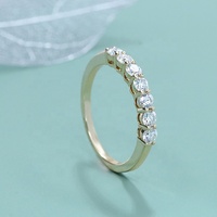 Bague de fiançailles personnalisée en or jaune véritable 18K, 14K, 10K, 9K, bague ronde brillante, D VVS1, bague de mariage moissanite pour femmes