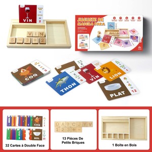 Jeu de comptage <span class=keywords><strong>des</strong></span> mots en français 2026, jouet en bois de correspondance <span class=keywords><strong>des</strong></span> lettres, puzzle d'apprentissage et d'éducation Montessori ABC - Product Image 2