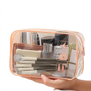 Custom Logo Transparent Soft <b>Travel</b> Makeup Organizer <b>Bag</b> Women <b>Small</b>/Large PC Cosmetic Pouch Double Zipper Water Portable - Product Image 6