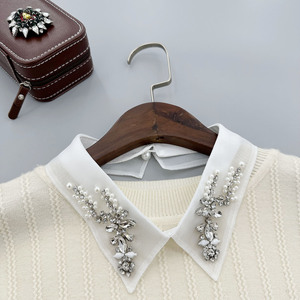 LHY Luxury Detachable Rhinestone Fake Collar for Women Tops Dresses Elegant Removable Faux Collar Shirt Accessory - Product Image 1