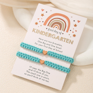 Handmade Braided <b>Bracelet</b> Stainless Steel Heart Parent Child Gift For Kids Back To School Season Jewelry - Product Image 2