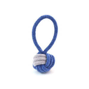 Juguete Masticable para Perros Yommy, Cuerda con Nudo de 18 cm, Azul Grisáceo - Product Image 2