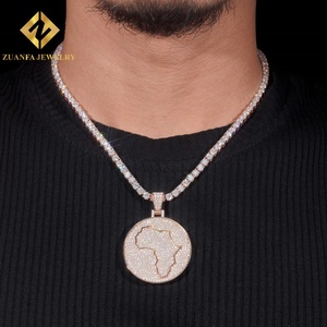 Nuevo Colgante de Mapa de África Estilo Hip Hop, Plata 925 con Moissanita, Joyería Fina con Incrustaciones de Circonitas, Unisex - Product Image 6