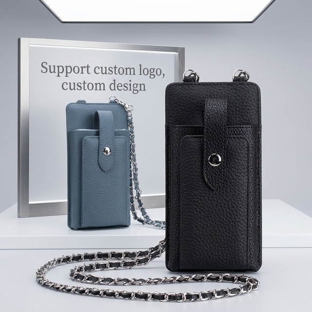 Customize Stylish Messenger Bag Womens Genuine Leather Zipper Closure Urban Simplicity Versatile Mini Bag for Mobile Phones