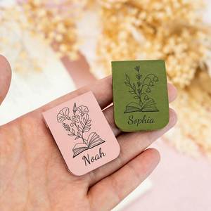 Leather <b>Magnetic</b> Bookmark, Custom Bookmarks with Name and Birth Flower, Birthday Gifts for Friends, <b>Book</b> Lovers - Product Image 5