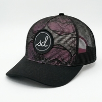 Gorra Trucker de Malla Completa con Logotipo Personalizado, Camuflaje Rosa Transpirable, Gorra Trucker con Superposición de Encaje para Hombres y Mujeres