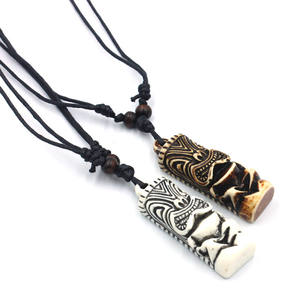 Collar <span class=keywords><strong>Tiki</strong></span> de dedo de árbol para hombre al por mayor, de estatua colgante collar con <span class=keywords><strong>Tiki</strong></span>, joyería de hueso de imitación - Product Image 5